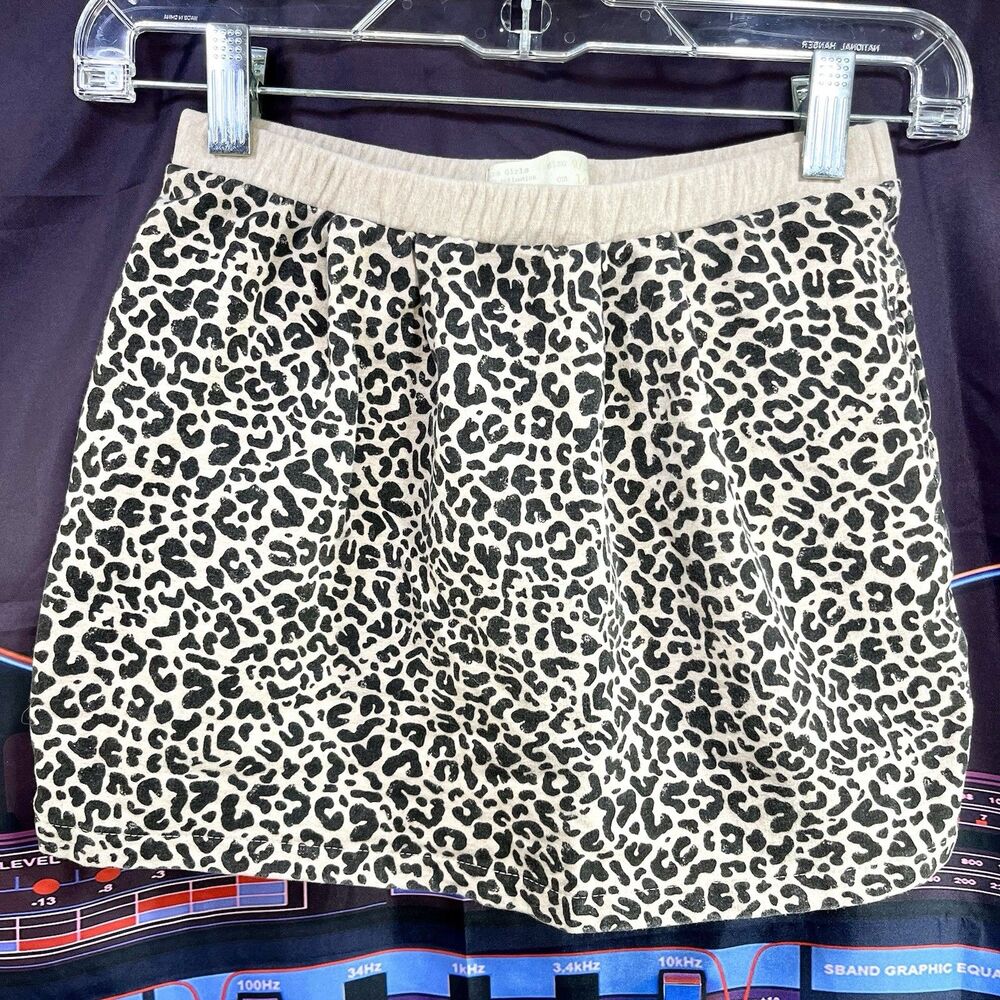 ZARA Leopard Print Sweat Skirt Elastic Waist Girls Size 9/10